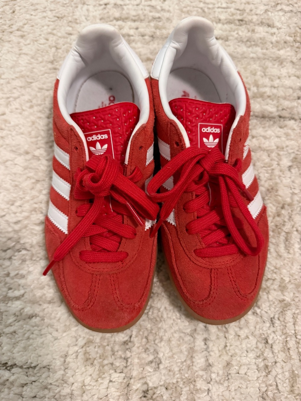 adidas  Red gazelles Suede Sneakers with White Stripes